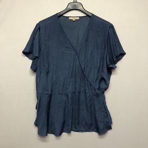 Ann Taylor Loft Plus Women Wrap Top Blouse Shirt Size 26 Blue M129 -15